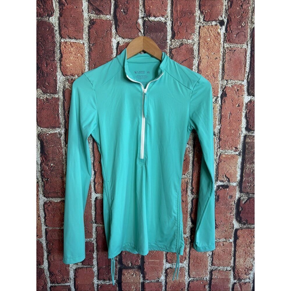 Carve Designs Top Womens XS Green Rashguard Surfer Swim Beach Outdoor Mom